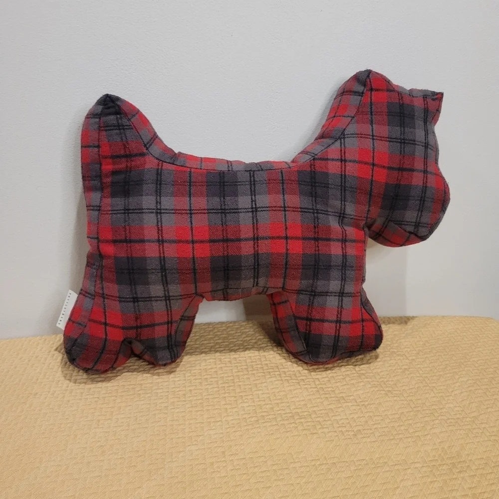 Pottery barn Flannel Red/black Scotty Dog Plush Pillow